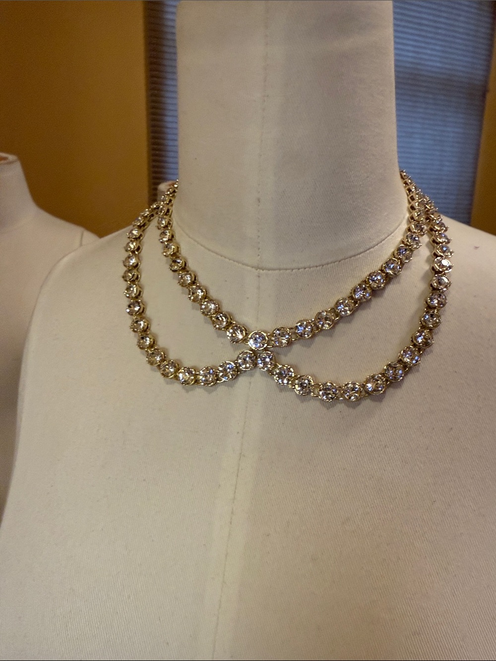 J. Crew Factory Gold-Tone Double Strand Crystal Necklace